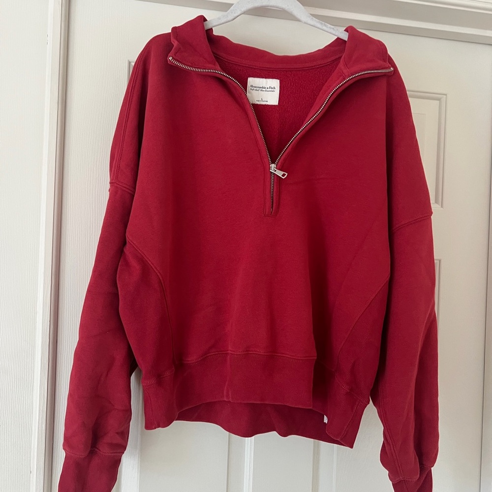 Abercrombie & Fitch Crimson Half-Zip Sweatshirt
